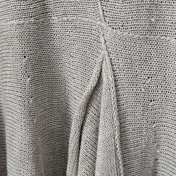 Zuza Bart 100% Linen Tan Midi Sweater Dress Asymmetrical Lagenlook Sheer Boho M - Picture 8 of 10